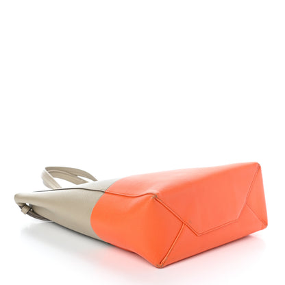Celine Grained Calfskin Small Vertical Bi-Cabas Fluo Orange Taupe 4 of 9