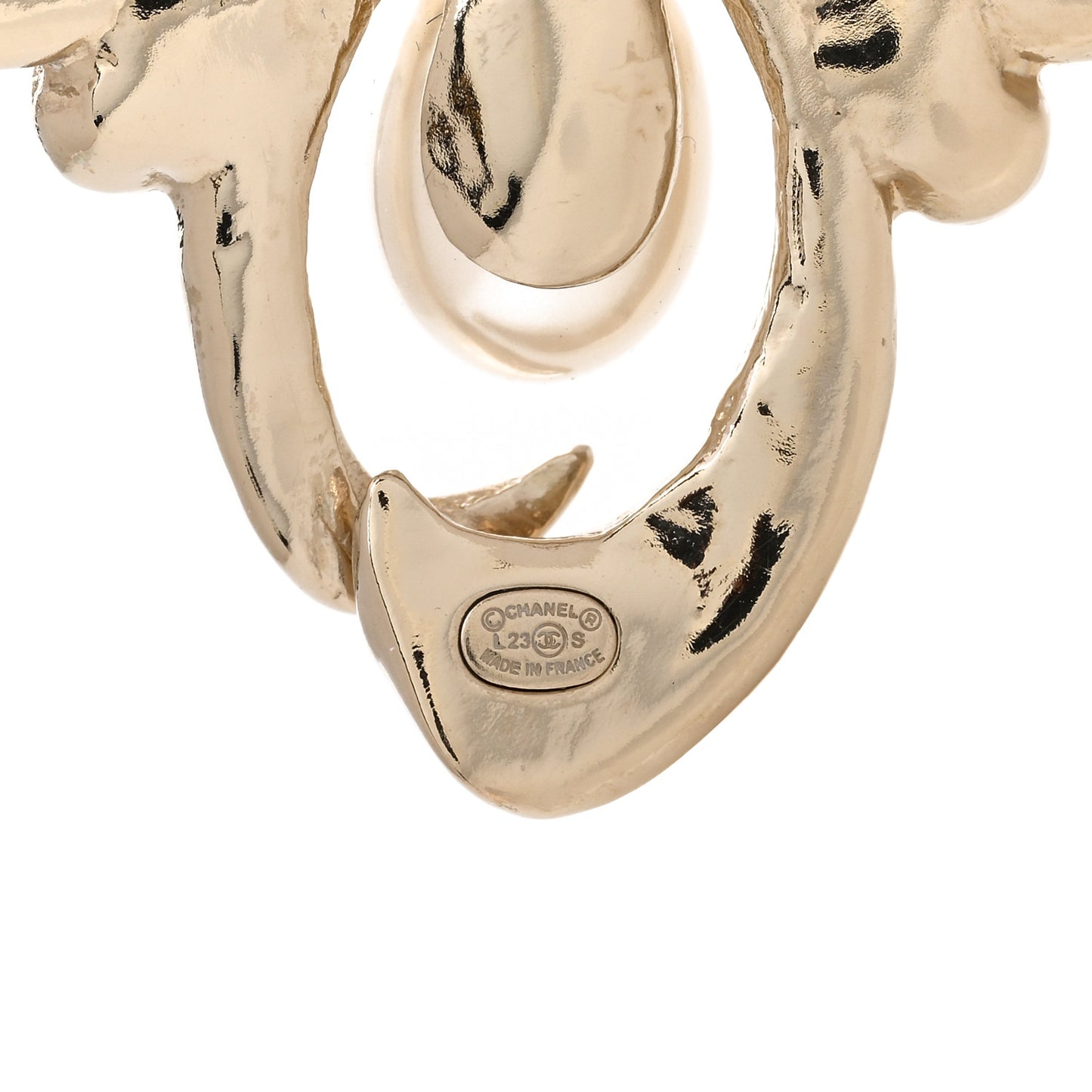 Pearl Crystal CC Brooch Gold Pearly White