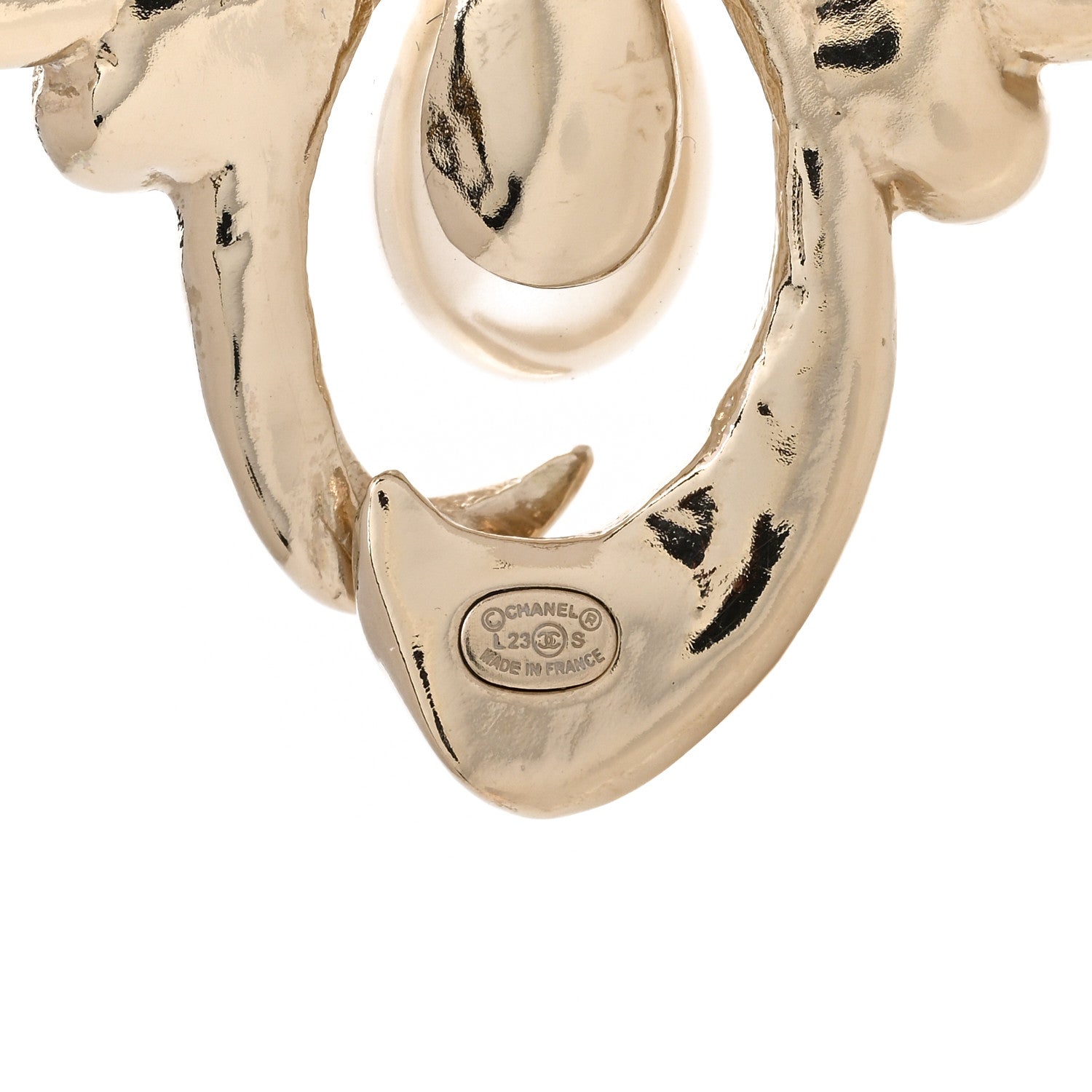 Chanel Pearl Crystal CC Brooch Gold Pearly White 4 of 5