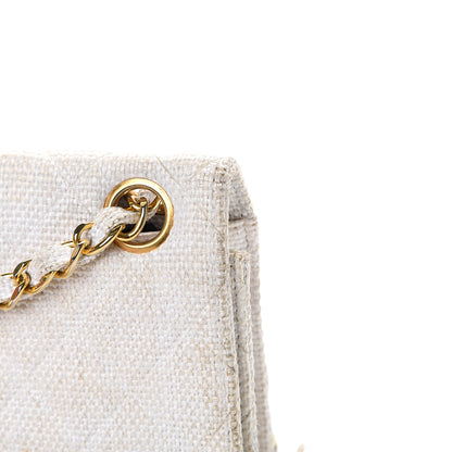 Chanel Woven Raffia Quilted CC Fringe Flap White 14 of 20
