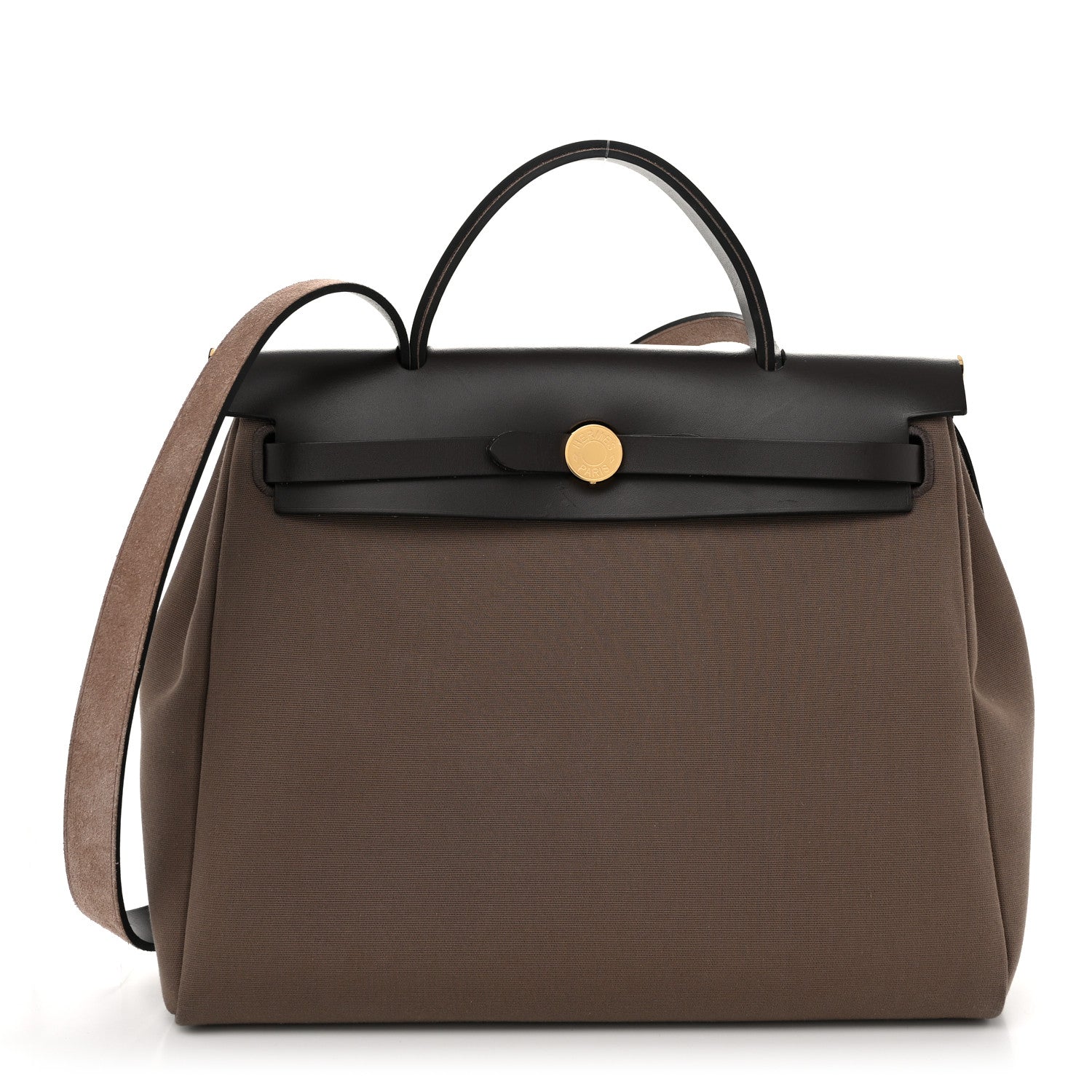 Hermes Vache Hunter Toile Herbag Zip Retourne 31 PM  Etoupe Ebene 1 of 11