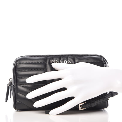 Prada Soft Calfskin Diagramme Wristlet Pouch Bag Black 2 of 8