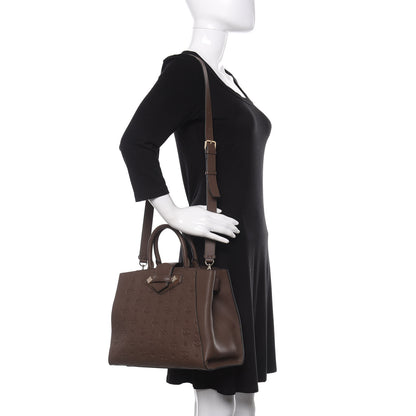 MCM Calfskin Ottomar Monogram Medium Essential Tote Chestnut 2 of 13