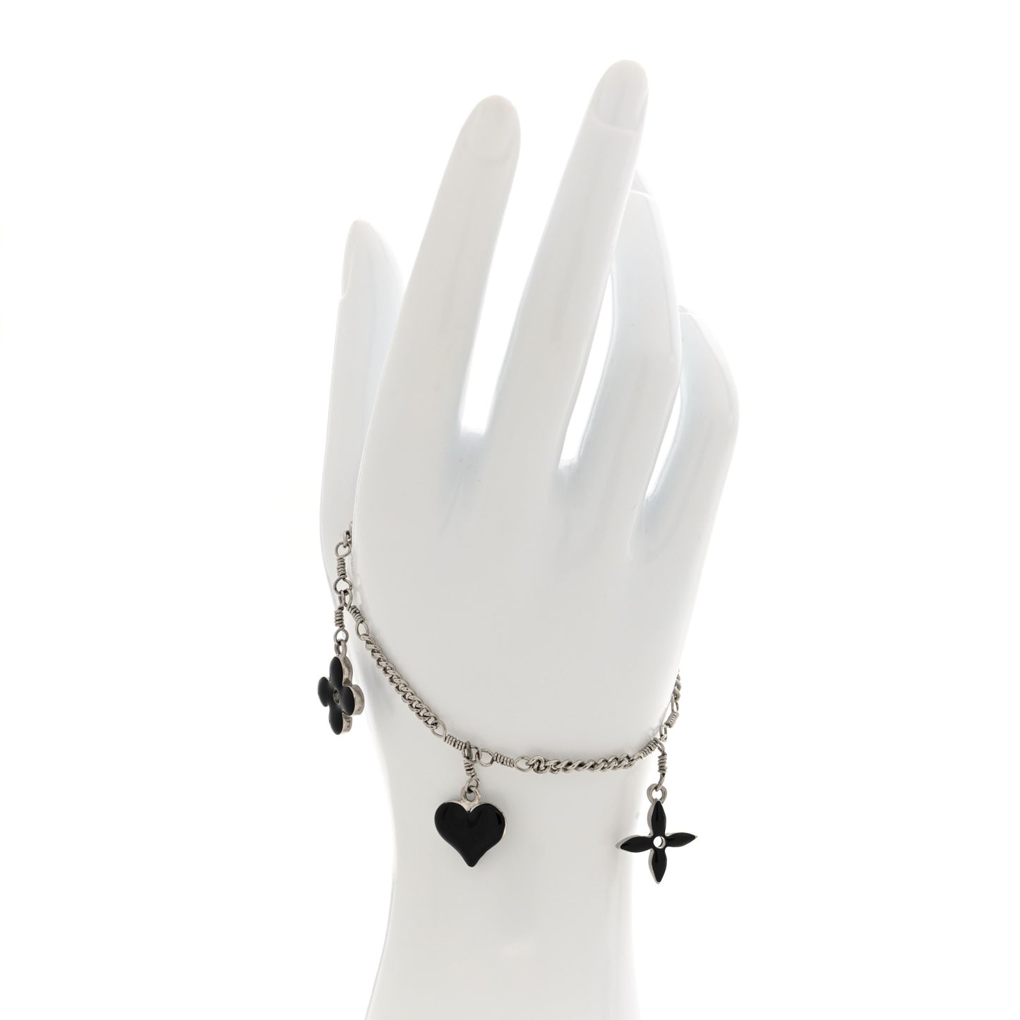 Sweet Monogram Charm Bracelet Silver Black