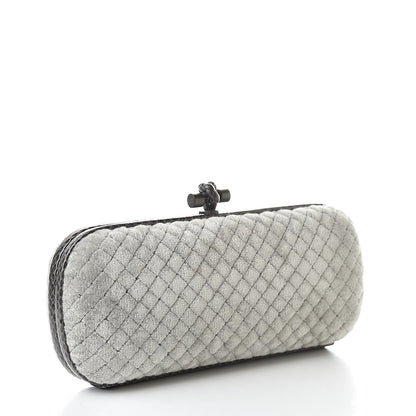 Bottega Veneta Velvet Intreccio Impero Ayers Knot Clutch Gray 3 of 6
