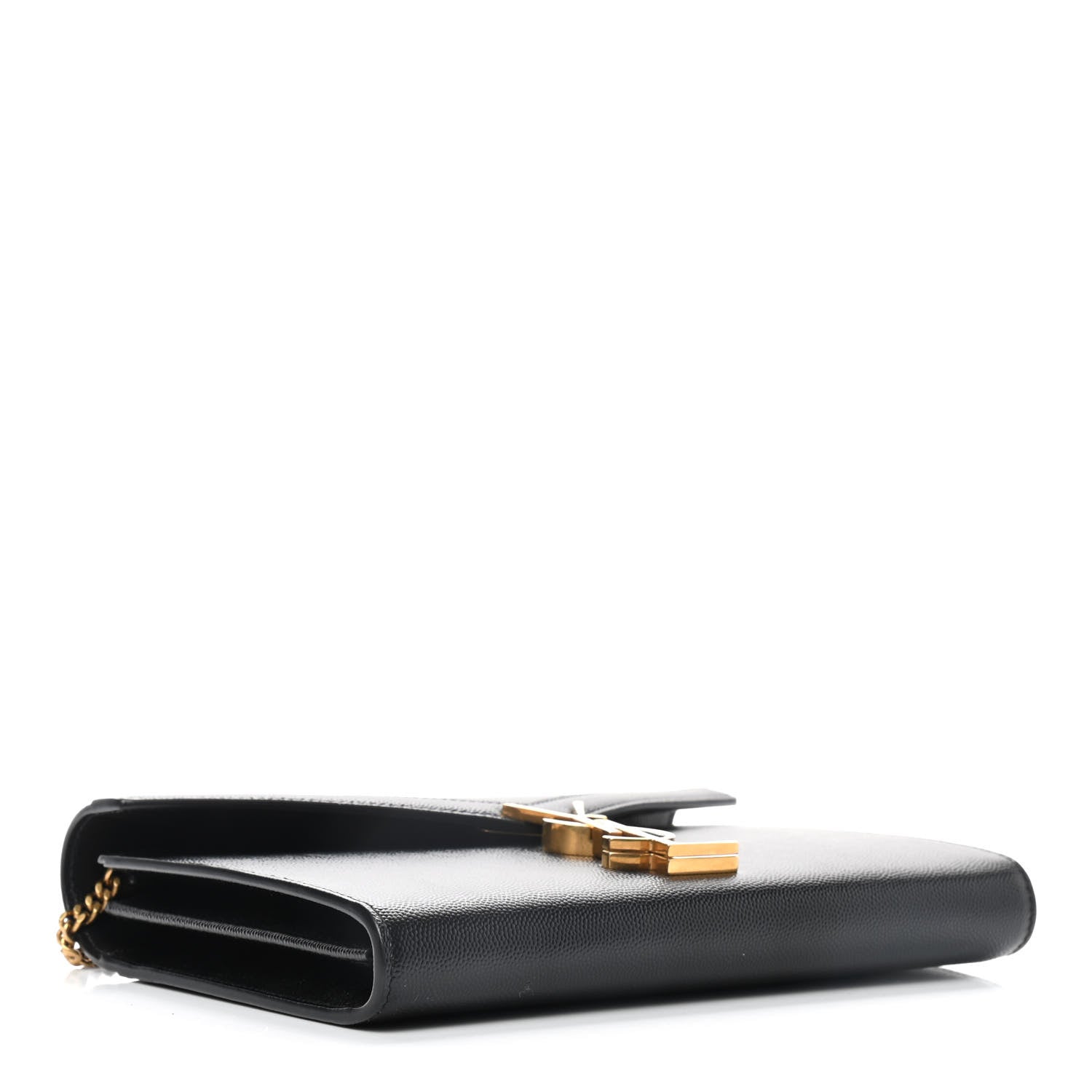 Saint Laurent Grain De Poudre Monogram Cassandra Chain Wallet Black 4 of 9