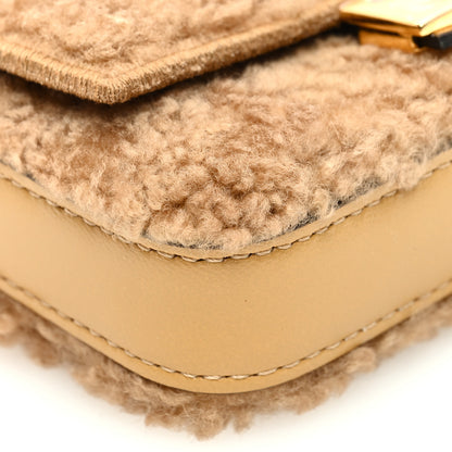 Fendi Curly Shearling Shiny Nappa Nano Baguette Charm Camel 7 of 9