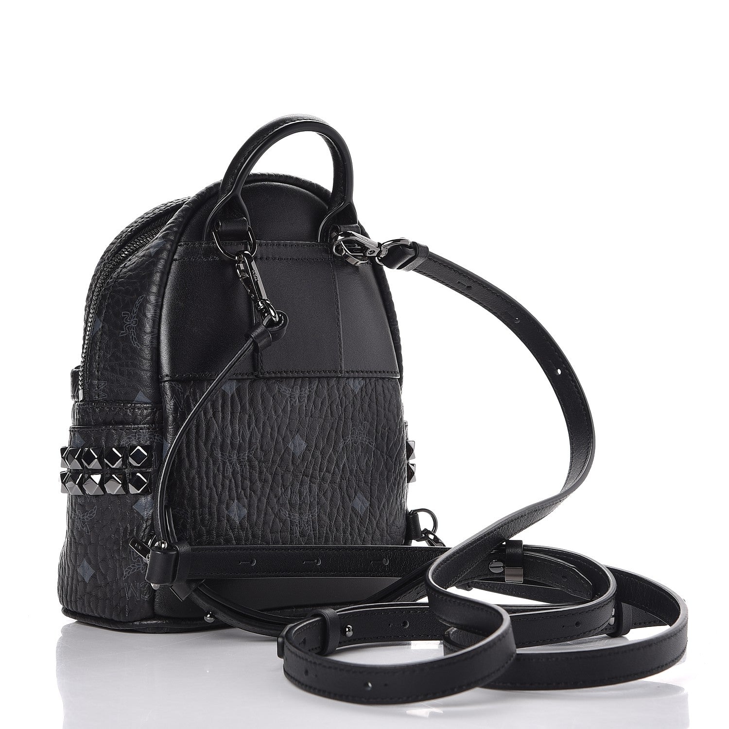 MCM Visetos Studded X-Mini Bebe Boo Backpack Black 3 of 12