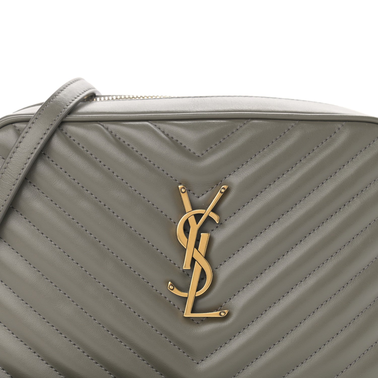 Saint Laurent Calfskin Matelasse Monogram Lou Camera Bag Grey Kaki 8 of 10