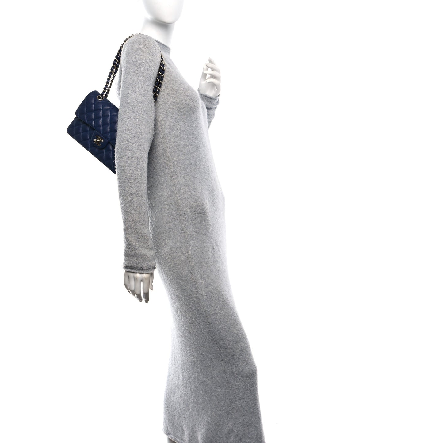 Caviar Quilted Small Double Flap Navy