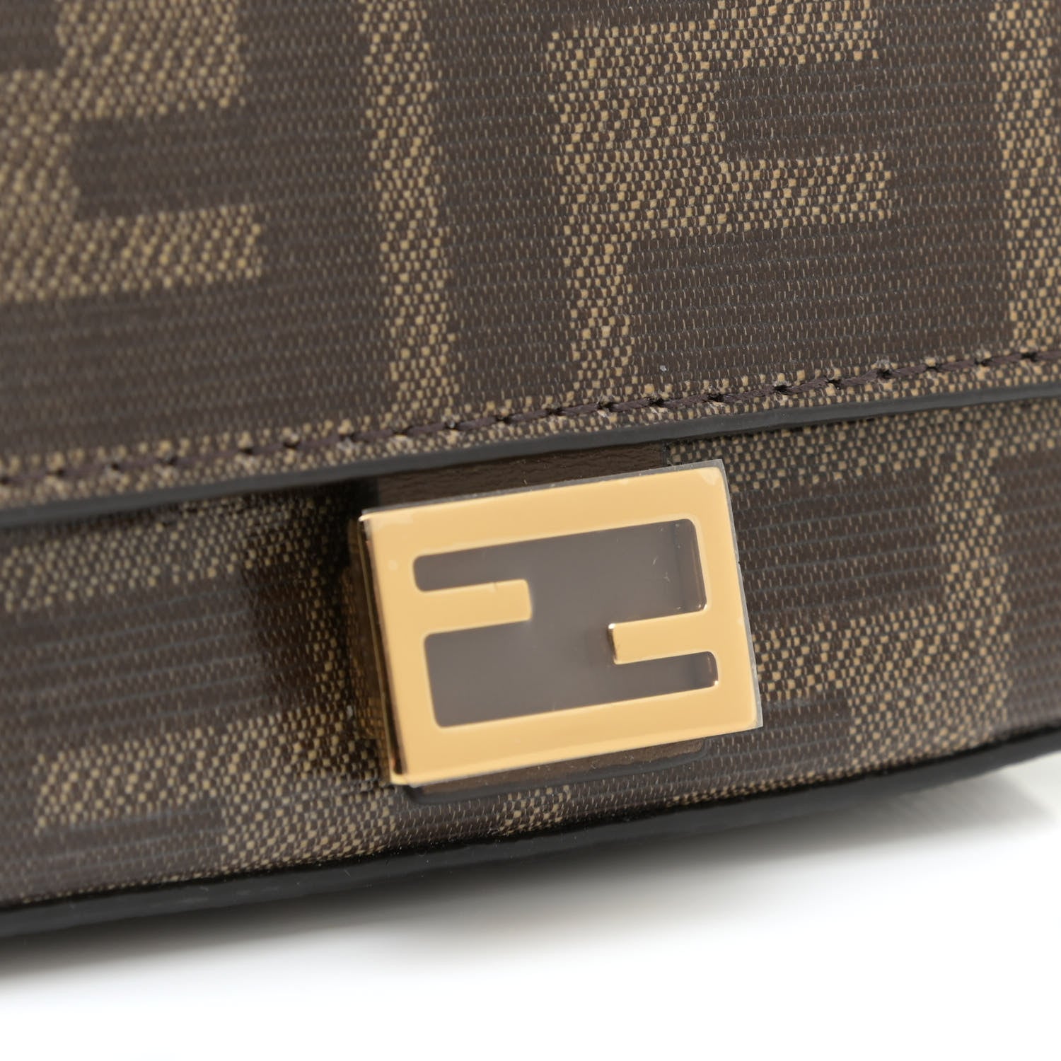 Fendi Glazed Fabric FF 1974 Nano Baguette Charm Mogano Panna 8 of 10