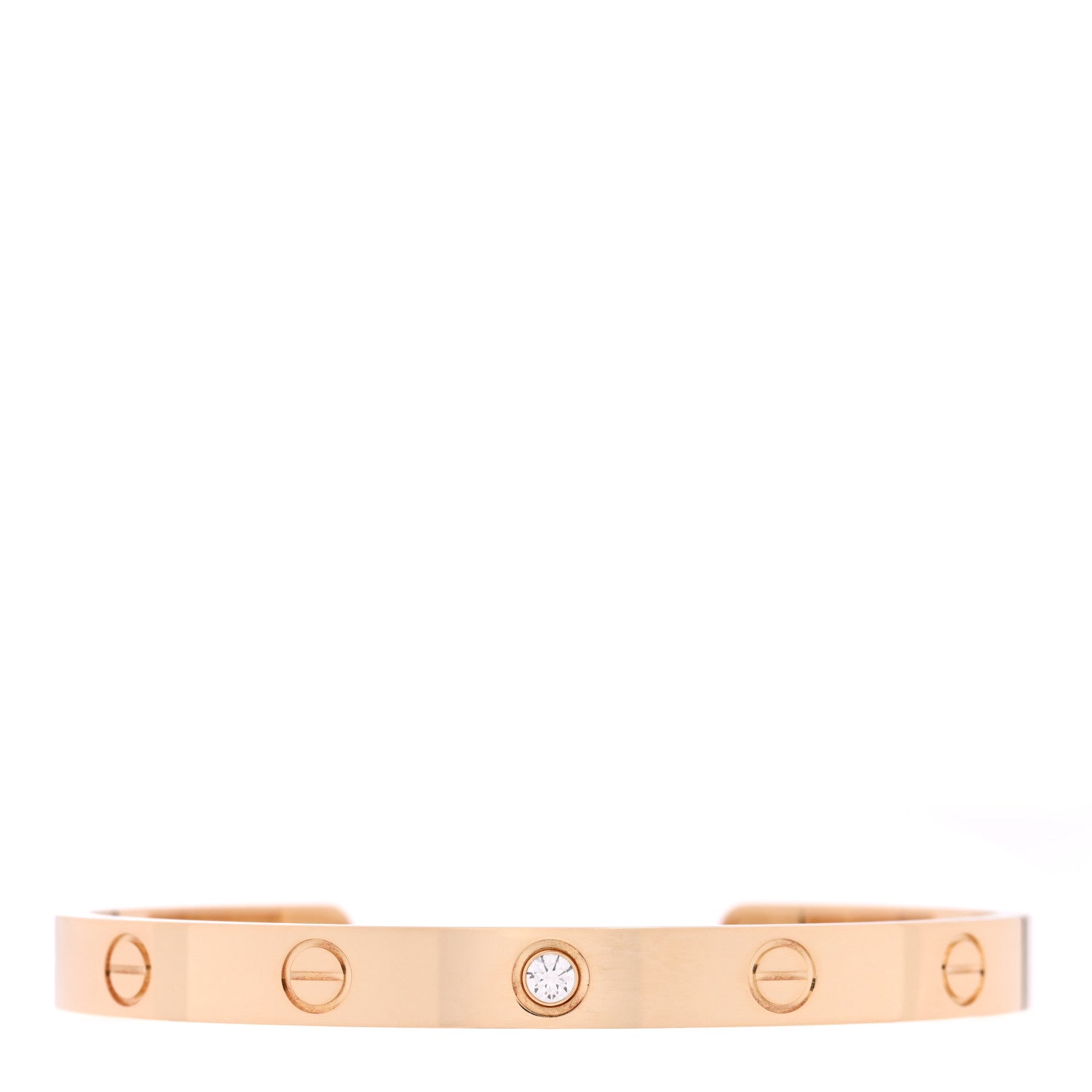 Cartier 18K Yellow Gold 1 Diamond LOVE Cuff Bracelet 17 1 of 3