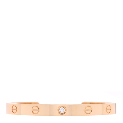 Cartier 18K Yellow Gold 1 Diamond LOVE Cuff Bracelet 17 1 of 3