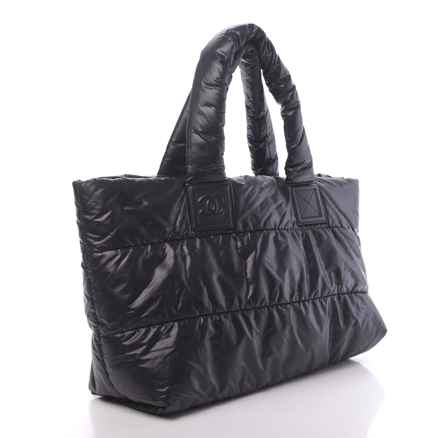Nylon Quilted Medium Coco Cocoon Reversible Tote Black