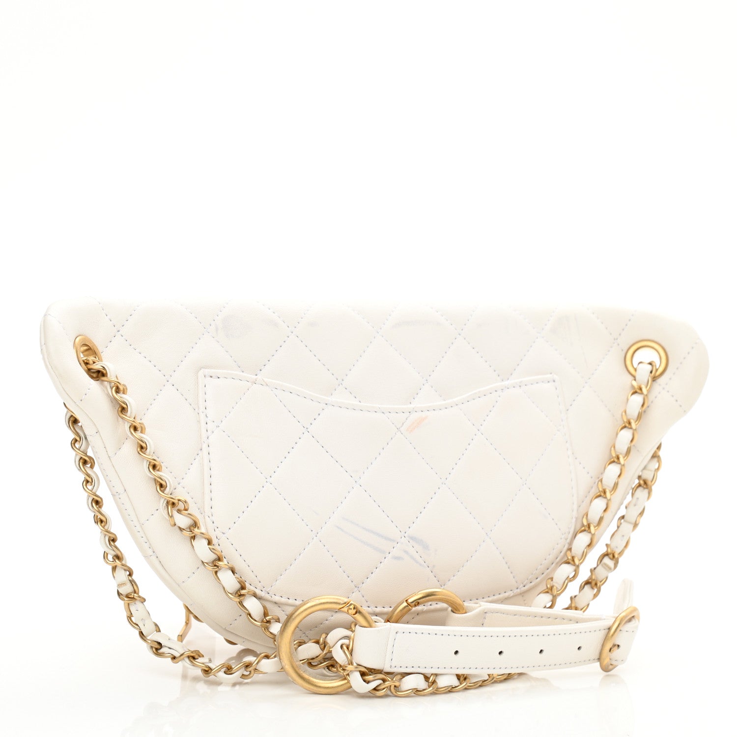 Chanel Lambskin Quilted All About Chains Waist Belt Bag White 3 of 10