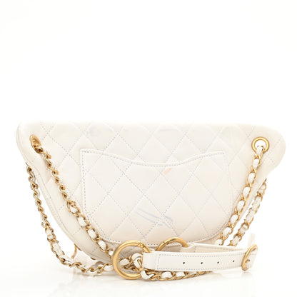 Chanel Lambskin Quilted All About Chains Waist Belt Bag White 3 of 10