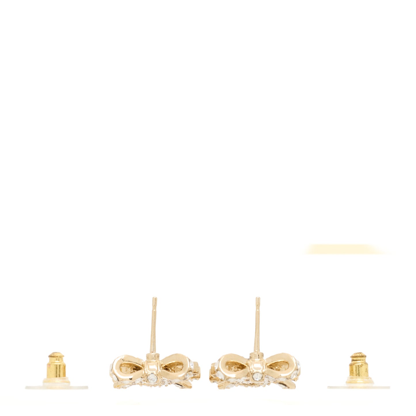 Crystal CC Bow Dangle Earrings Gold