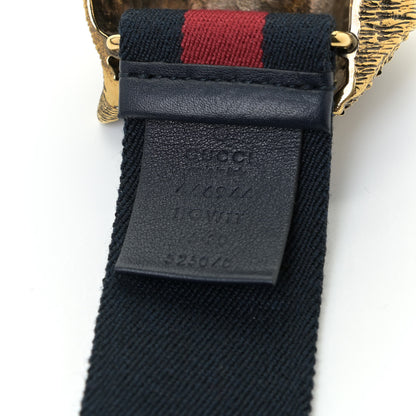 Gucci Web Feline Buckle Belt 75 60 Green Red 3 of 8