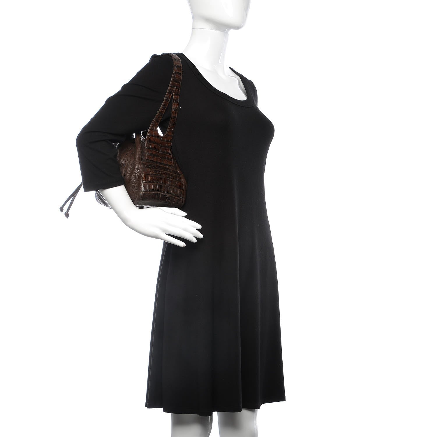 Nancy Gonzalez Calfskin Crocodile Shoulder Tote Brown 2 of 11