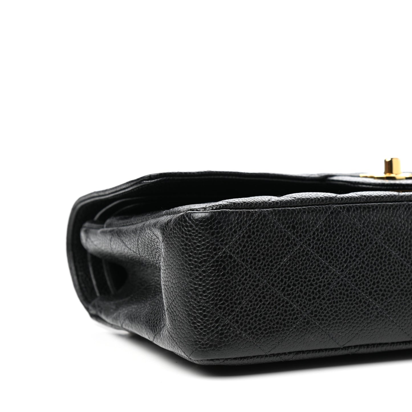 Caviar Quilted Medium Double Flap Black
