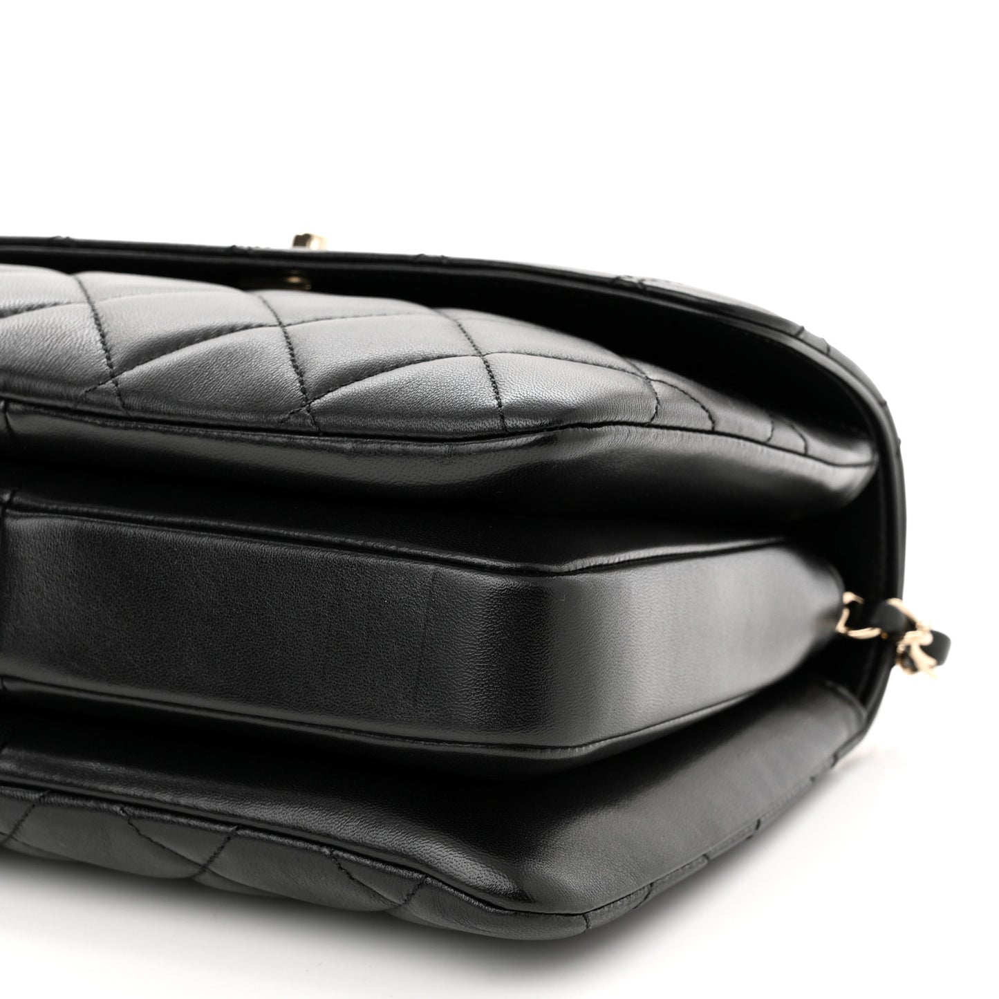 Lambskin Quilted Small Trendy CC Dual Handle Flap Bag Black