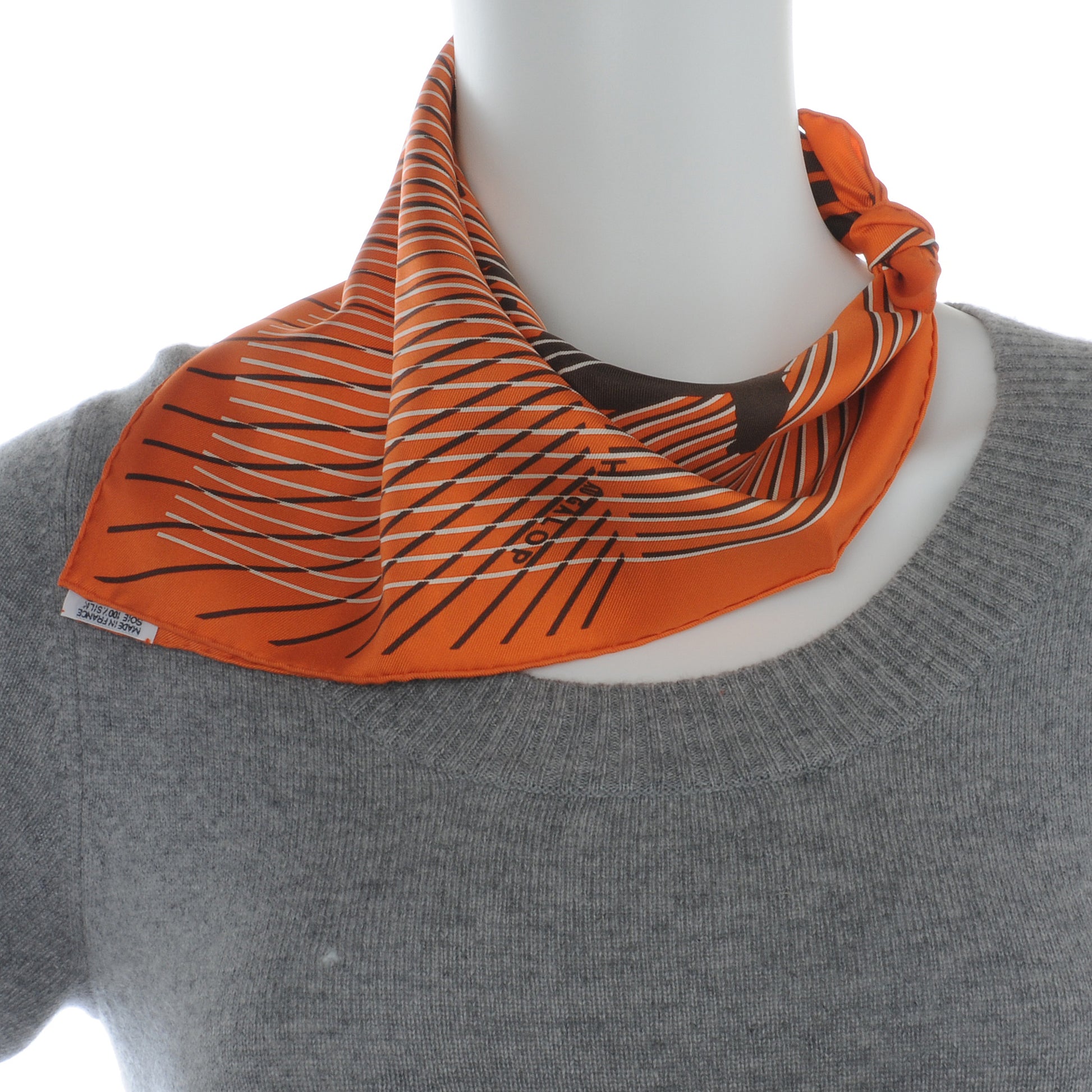 Hermes Silk H Au Gallop Pocket Square Scarf Orange 3 of 7