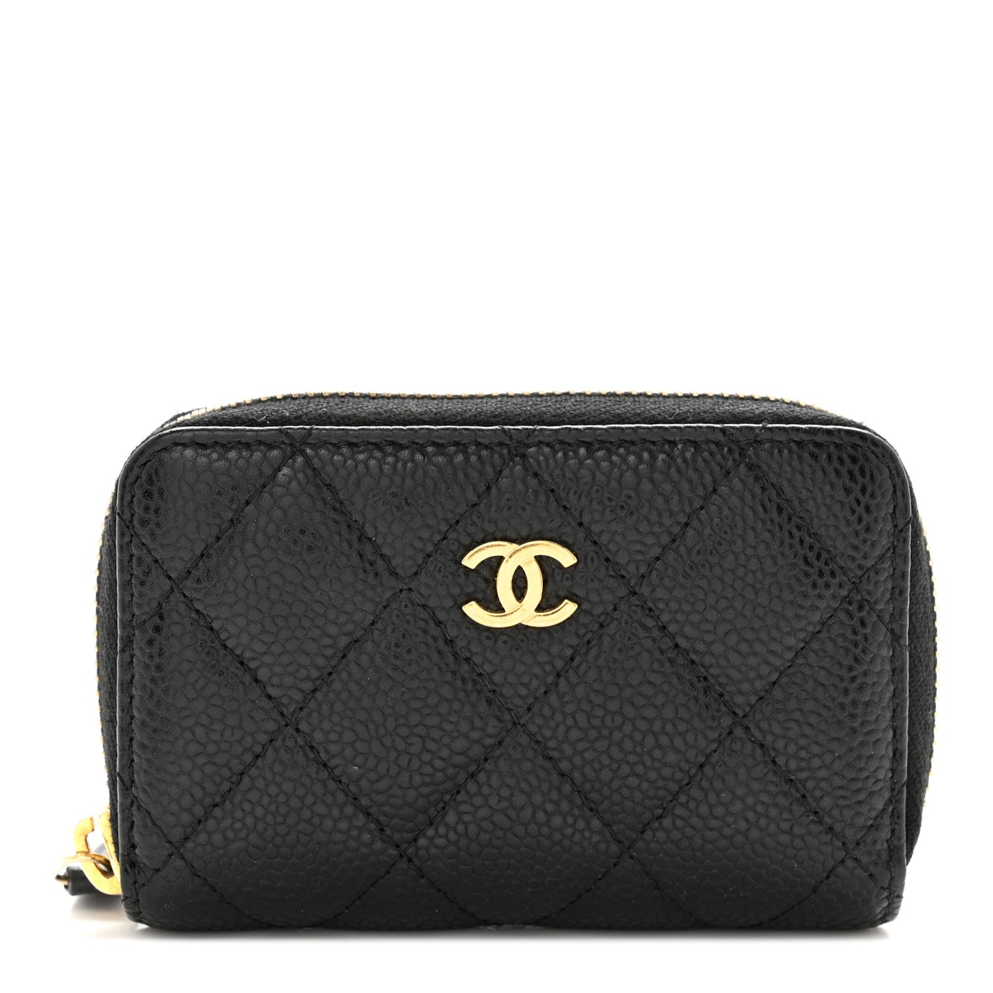 Caviar Quilted Zip Coin Purse Black
