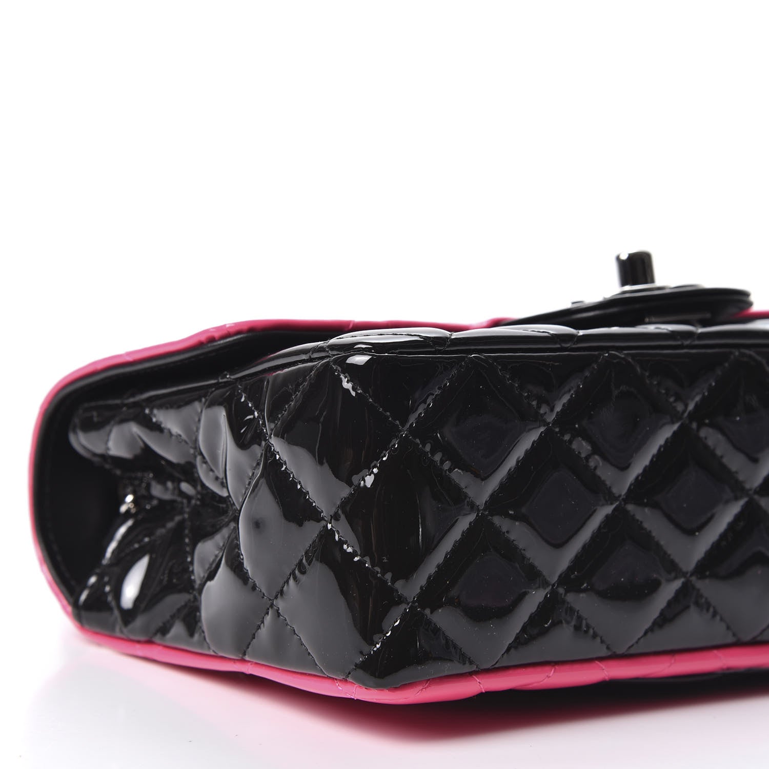 Chanel Patent Calfskin Quilted Bi-Color Mini Rectangular Flap Pink Black 5 of 9