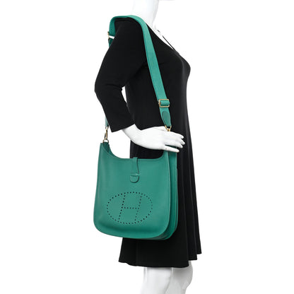 Hermes Taurillon Clemence Evelyne III PM Vert Jade 2 of 10