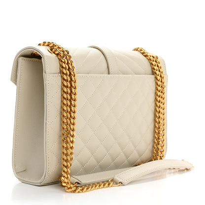 Saint Laurent Grain De Poudre Textured Mixed Matelasse Medium Triquilt Monogram Satchel Crema Soft 3 of 11