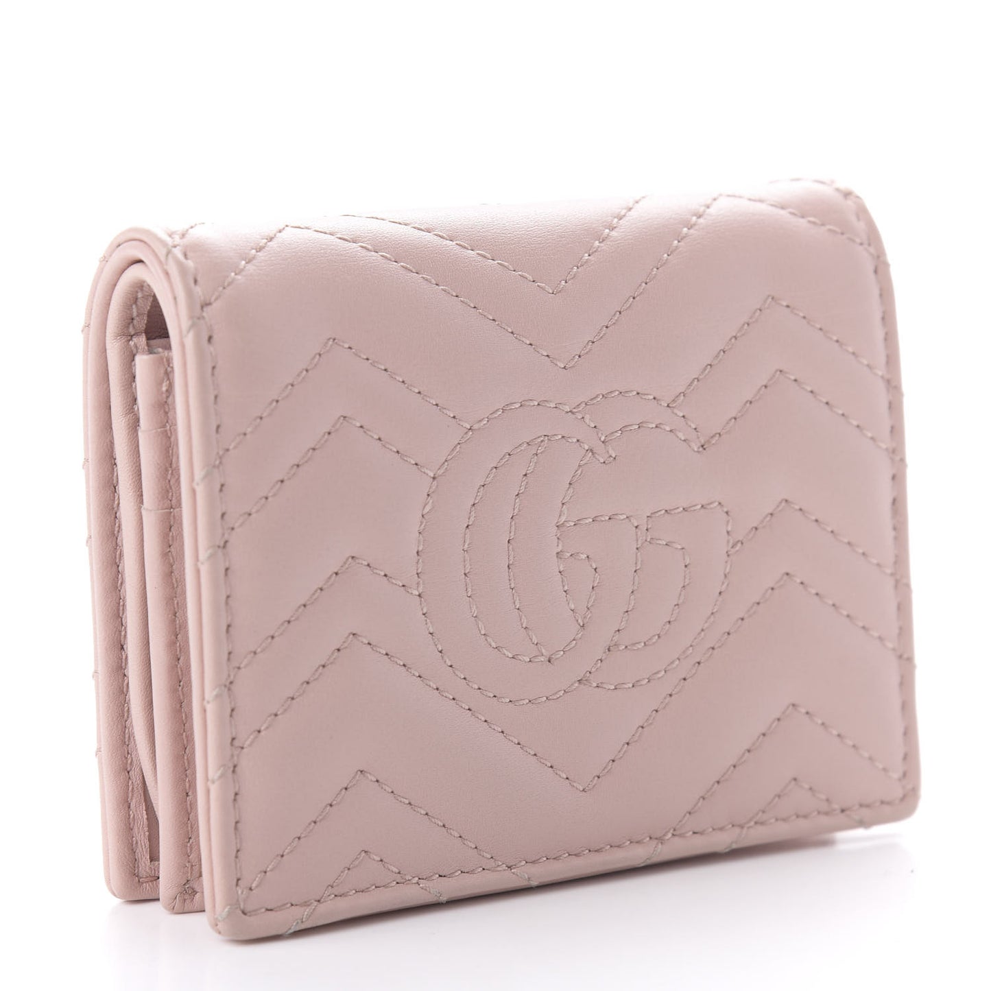 Calfskin Matelasse GG Marmont Card Case Perfect Pink