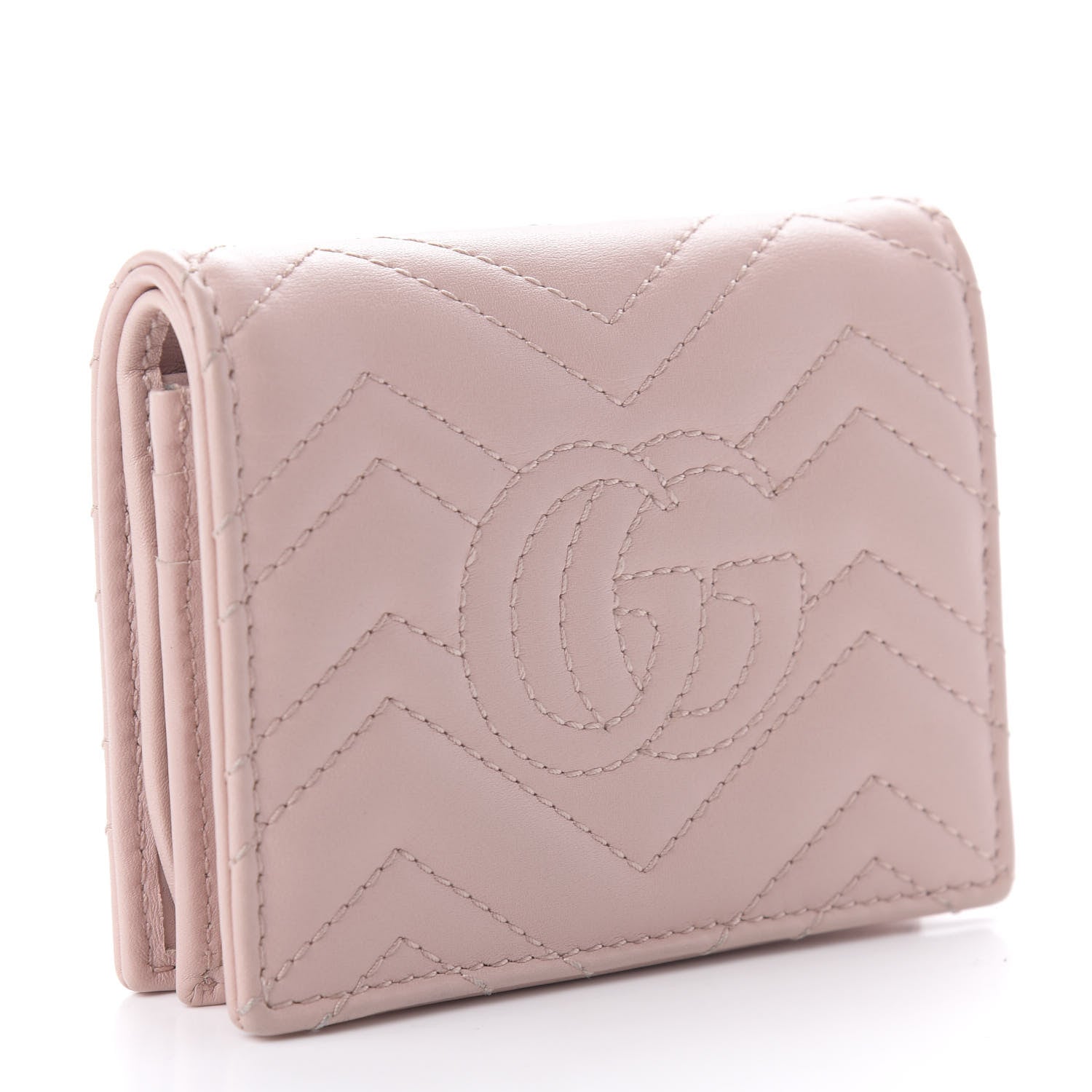 Gucci Calfskin Matelasse GG Marmont Card Case Perfect Pink 3 of 10