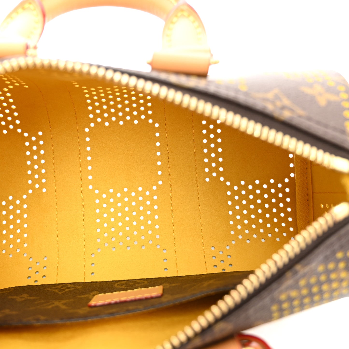 Grid Perforated Monogram Heritage Keepall Bandouliere 25 Yellow