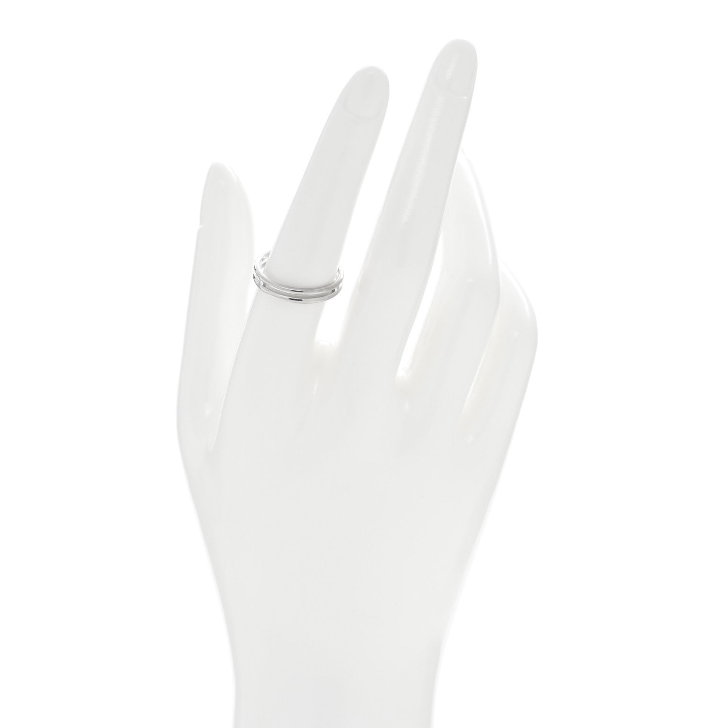 Hermes 18K White Gold Ariane Wedding Band Ring 56 7.5 2 of 5