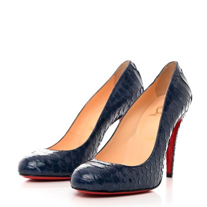 Christian Louboutin Snakeskin Ron Ron 100 Pumps 39 Navy 3 of 8