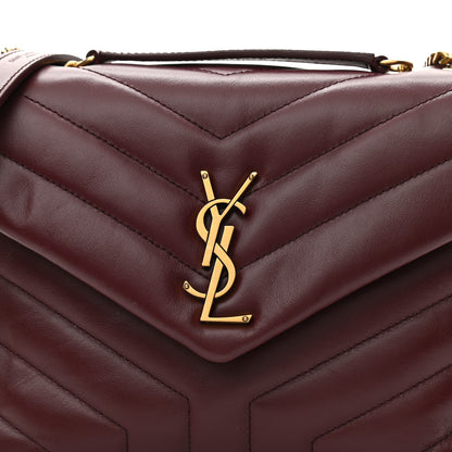 Saint Laurent Calfskin Y Quilted Monogram Small Loulou Chain Satchel Dark Legion Red 8 of 10