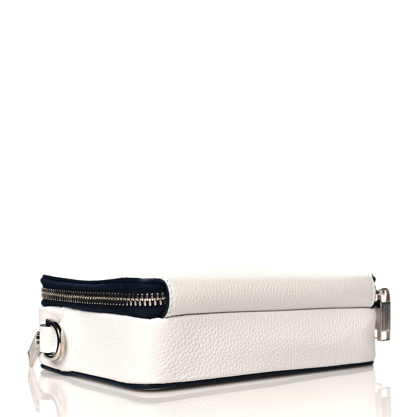 X SHAWN STUSSY Grained Calfskin Double Zip Crossbody Pouch White
