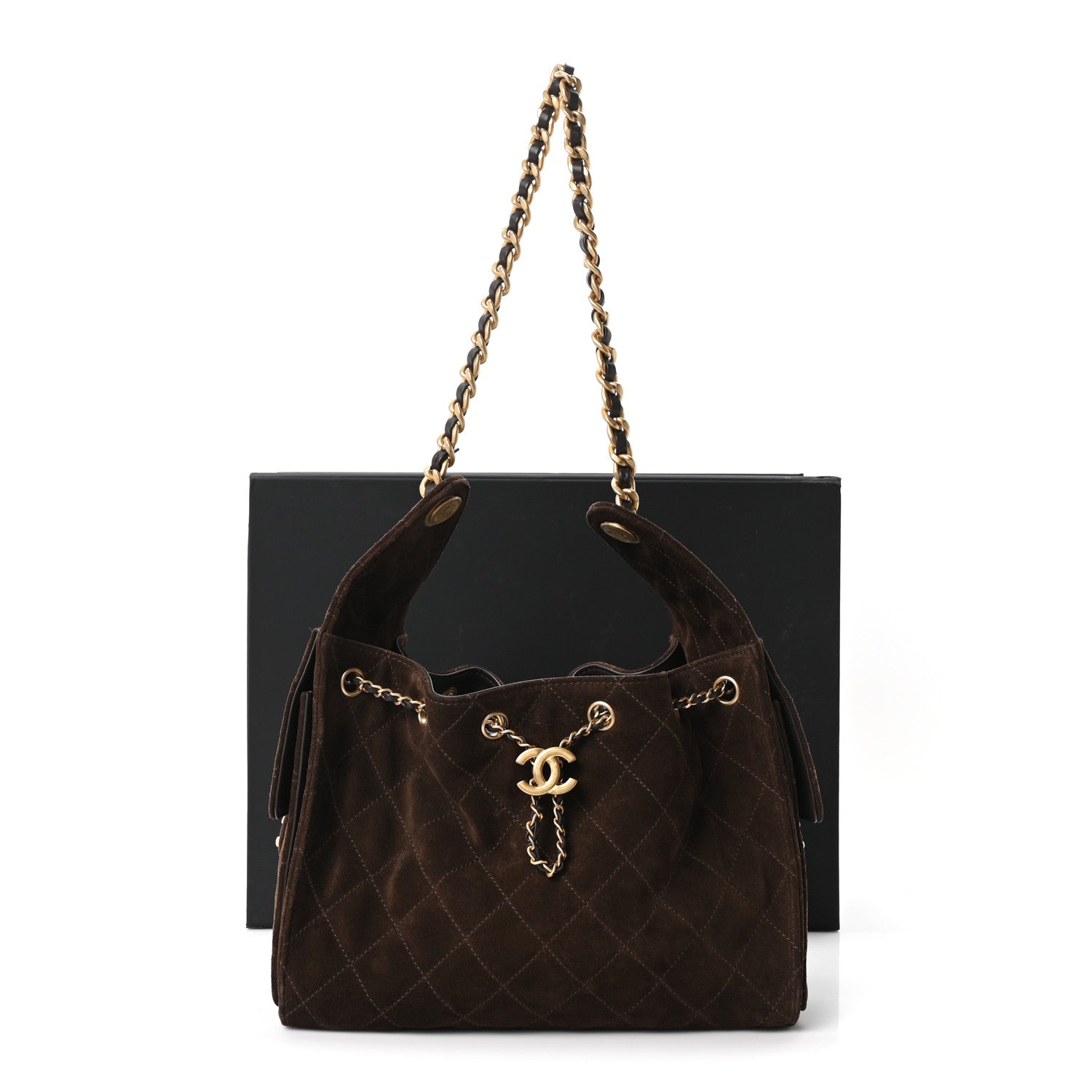 Chanel Suede Quilted Small Chanel 25 Handbag Dark Brown 11 of 11