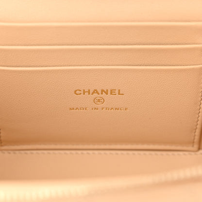 Chanel Lambskin Quilted Small Top Handle Vanity Case With Chain Beige 6 of 10