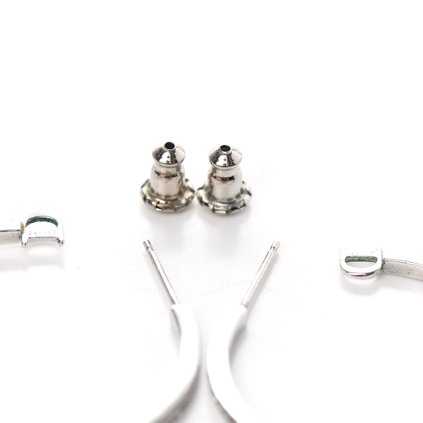 Crystal Logo Hoop Earrings Silver