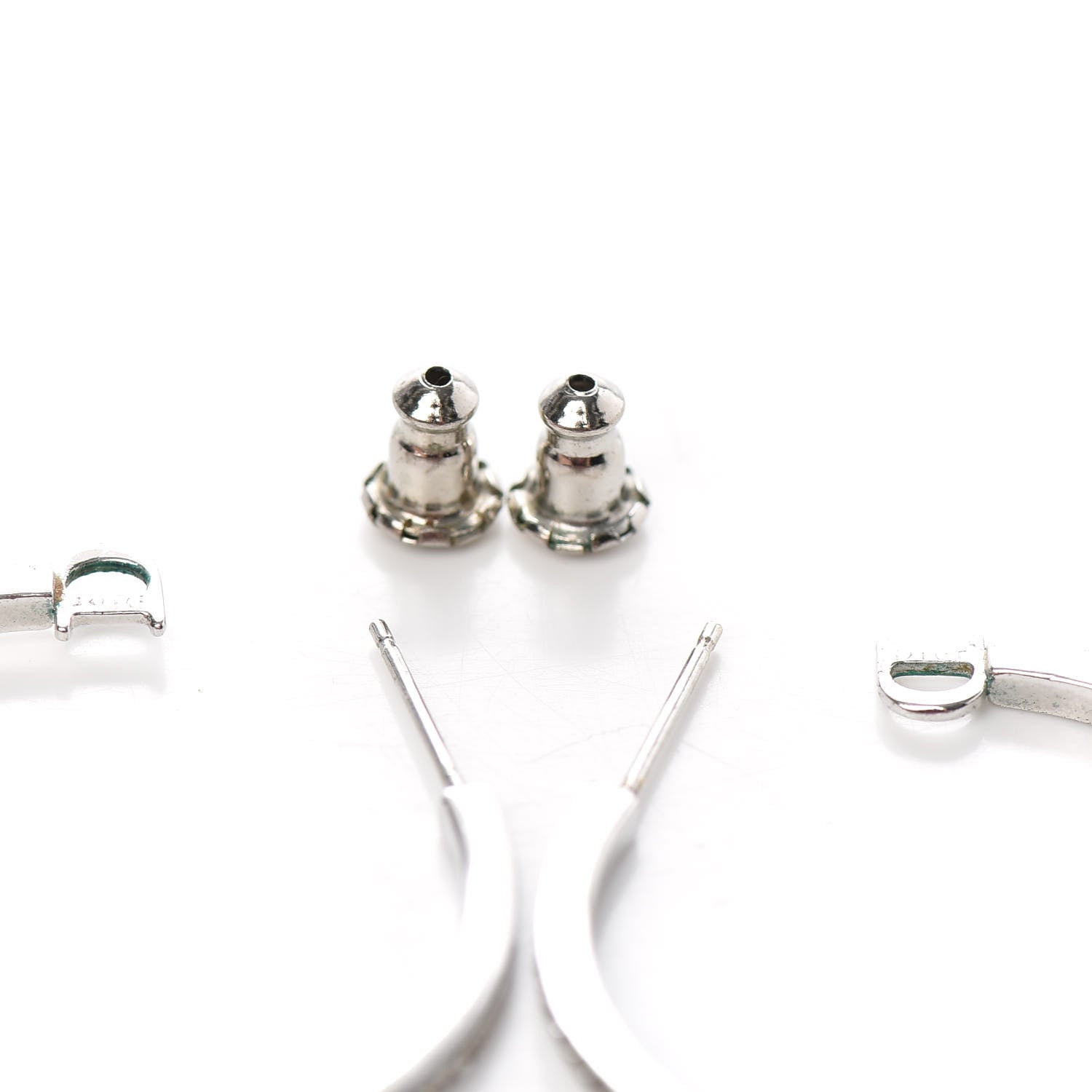 Christian Dior Crystal Logo Hoop Earrings Silver 3 of 4