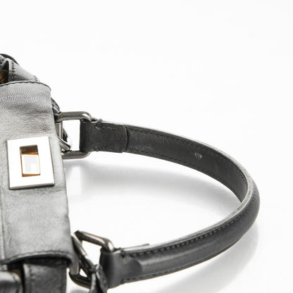 Fendi Goatskin Zucca Medium Peekaboo Iconic Satchel Black Tobacco 8 of 9