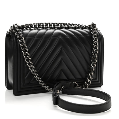 Chanel Calfskin Chevron Quilted New Medium Boy Flap Black 3 of 11