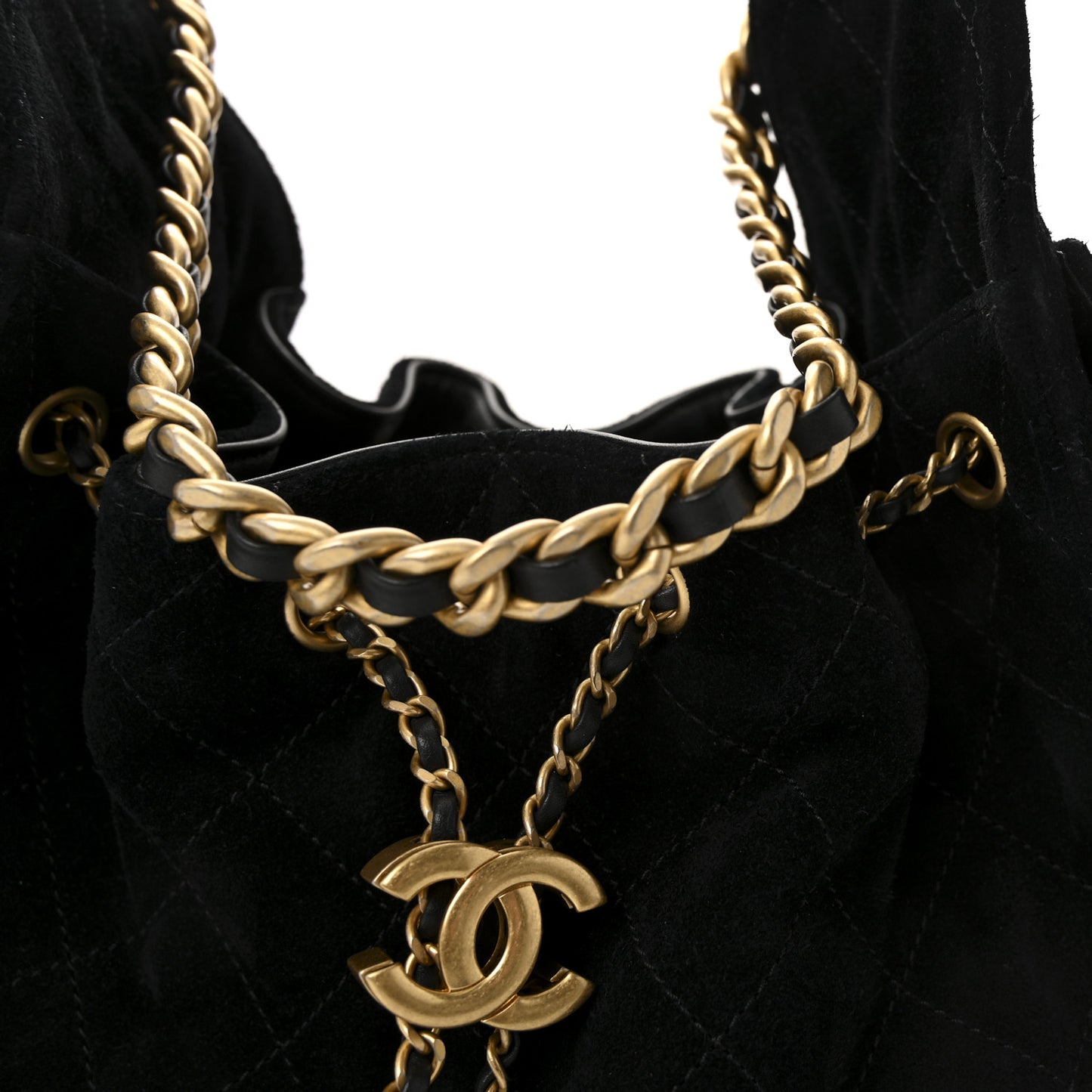 Suede Quilted Small Chanel 25 Handbag Black