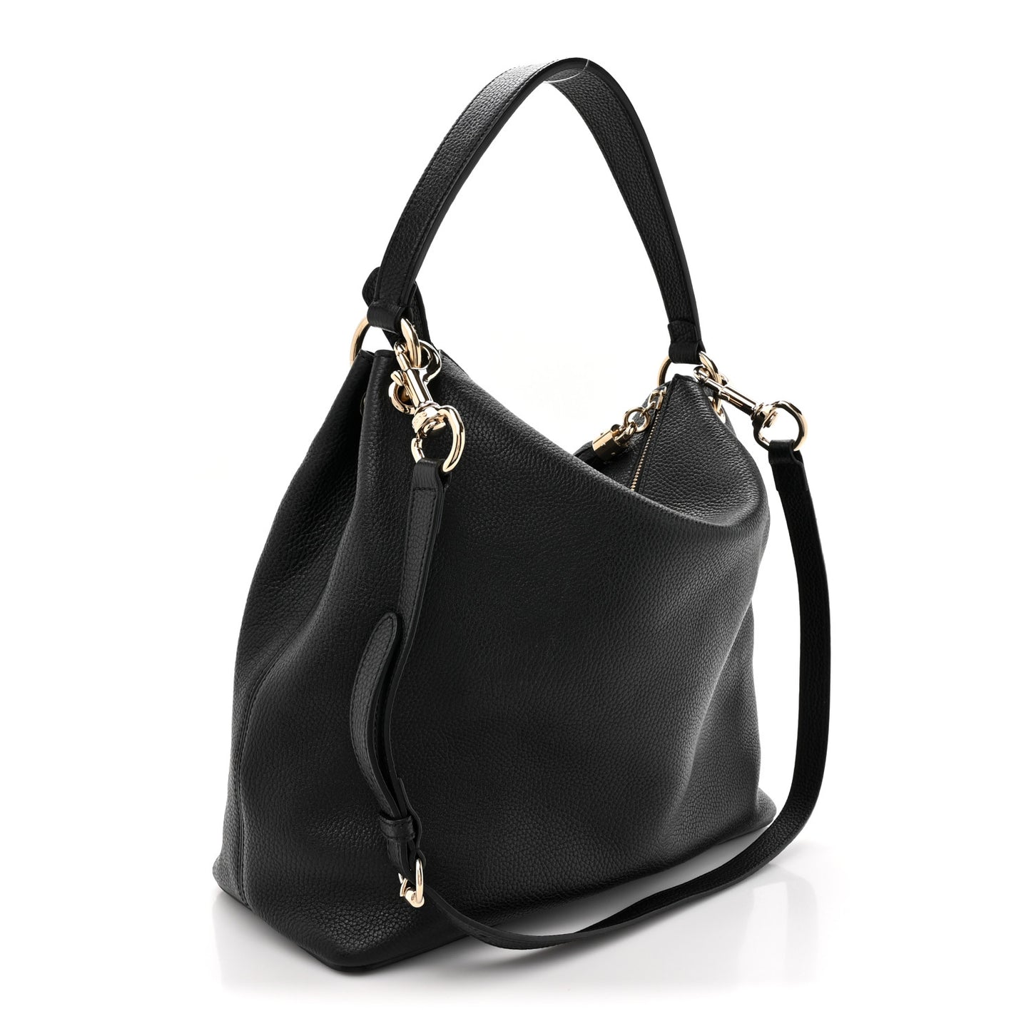 Pebbled Calfskin Large Soho Hobo Black