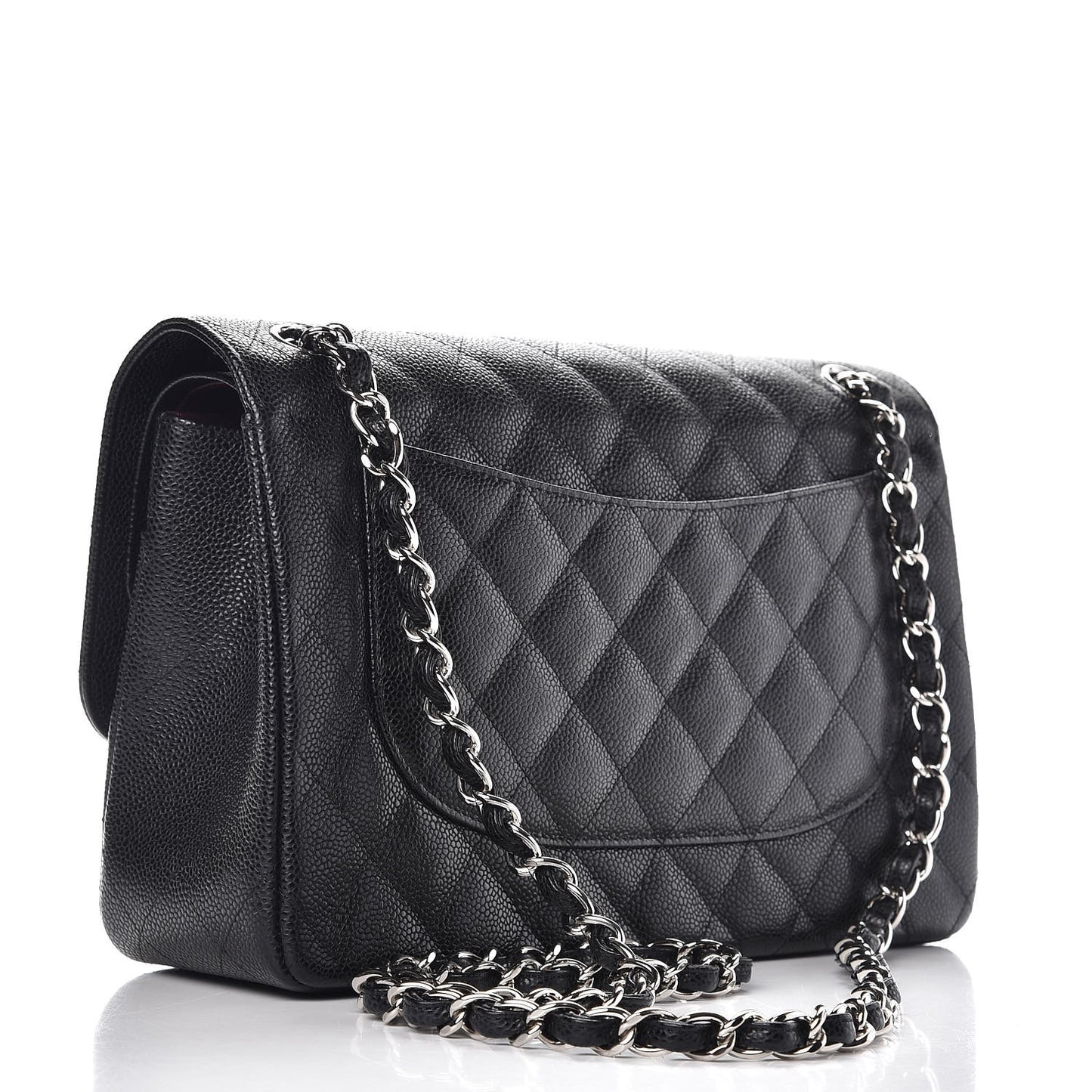 Caviar Quilted Jumbo Double Flap Black