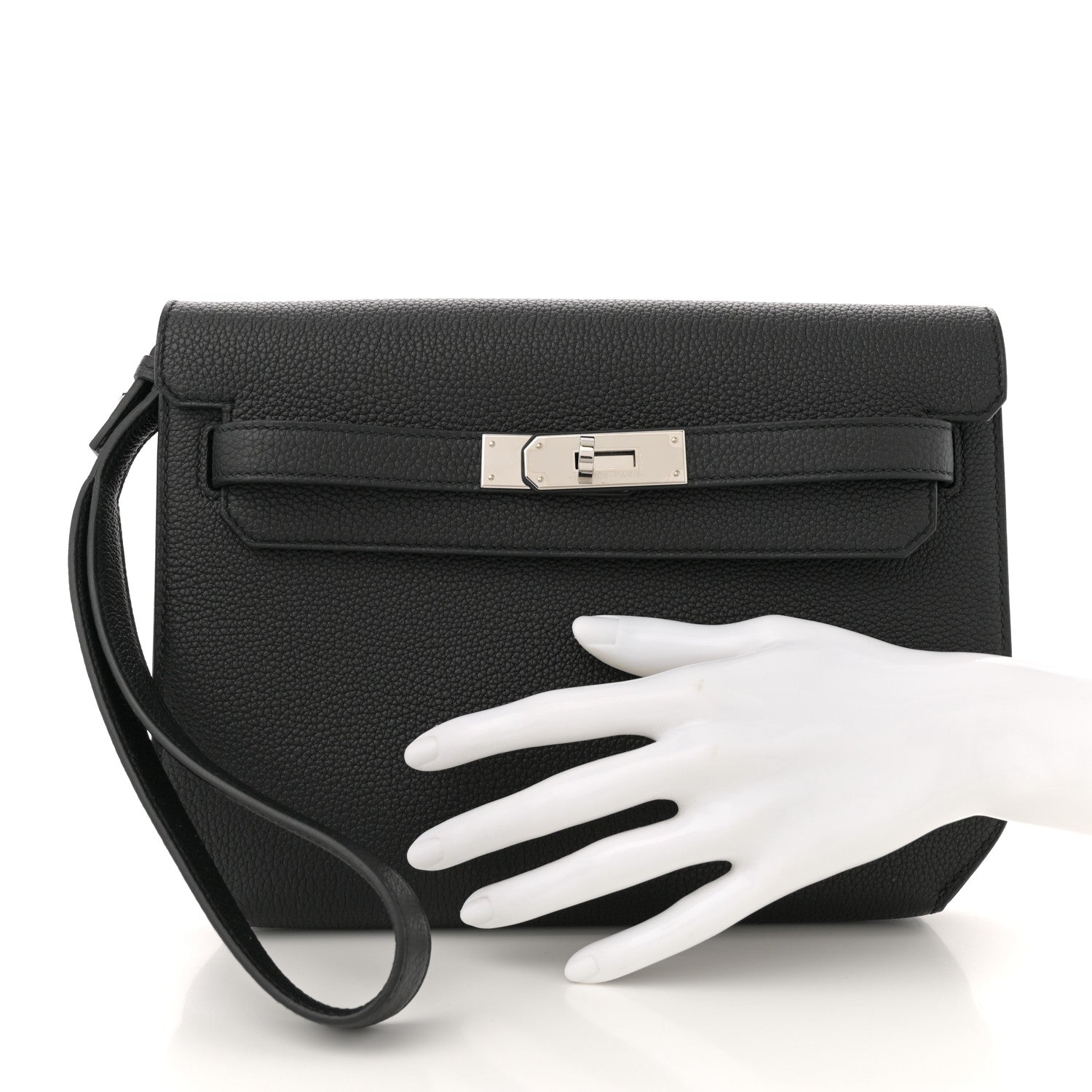 Hermes Togo Verso Kelly Depeches 25 Pouch Black Bamboo 2 of 12