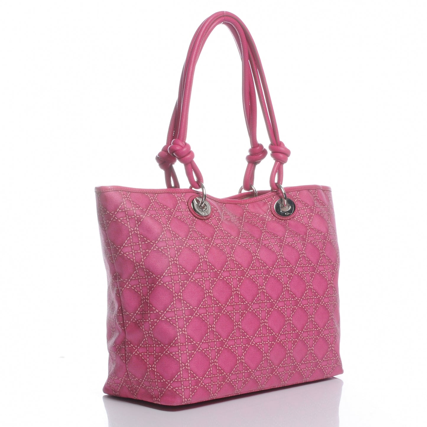 Coated Canvas Cannage Print Cherie Tote Pink