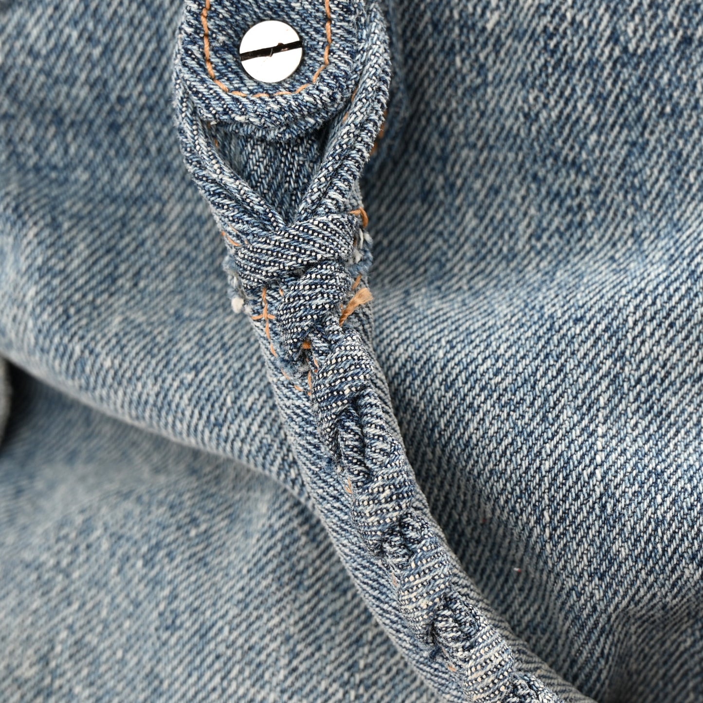 Washed Frayed Denim Crystal Neo Cagole City Handbag Blue