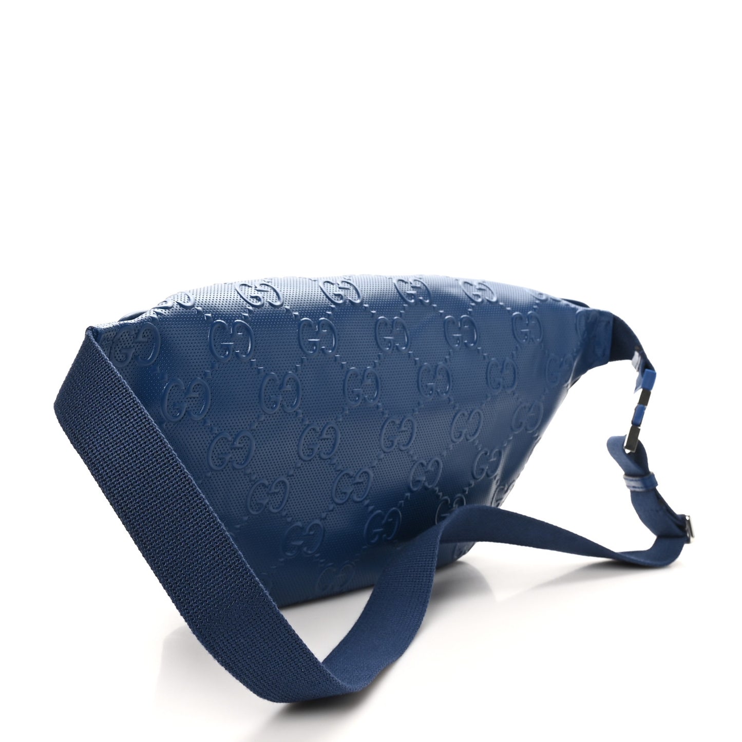 Calfskin GG Tennis Embossed Pocket Belt Bag Intense Metal Blue